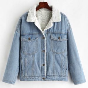 Brand new! Denim blue jean sherpa jacket